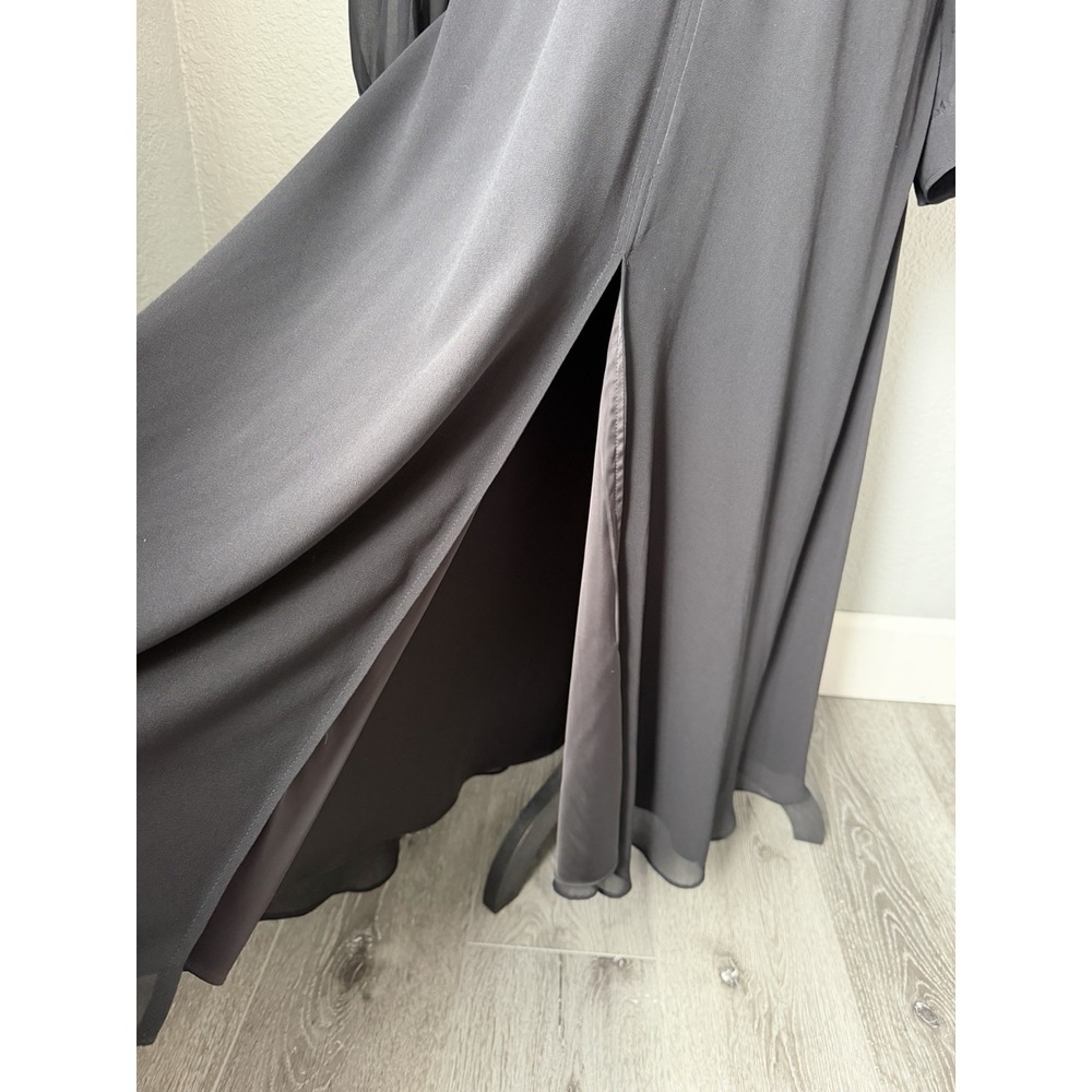 Aritzia Wilfred Cursive Dress Black Size 6 Long Sleeve V Neck Slit Midi - Picture 6 of 12